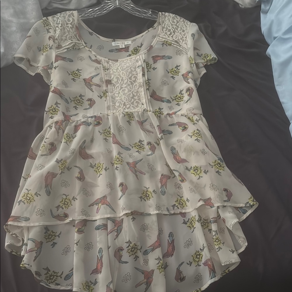 Floral Bird Print Blouse